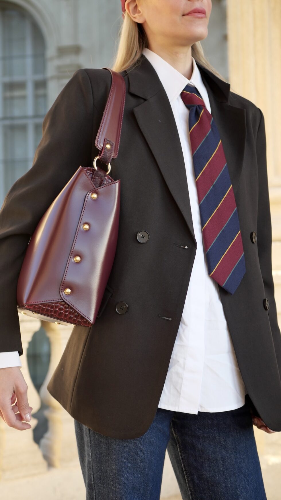 avrego shoulder leather bag in bordeaux